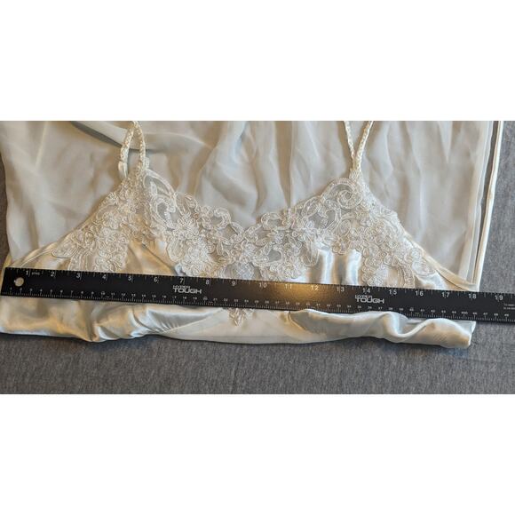 Linea Donatella Sheer White Chemise Nightgown Sz Medium Women's Tie Back Slip - Picture 9 of 10